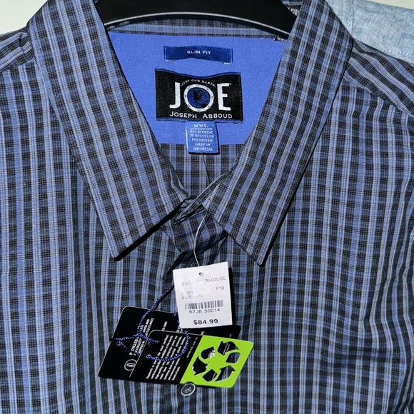Men’s warehouse Joe SLIM Fit casual shirt blue and navy  check XXL - Picture 4 of 4